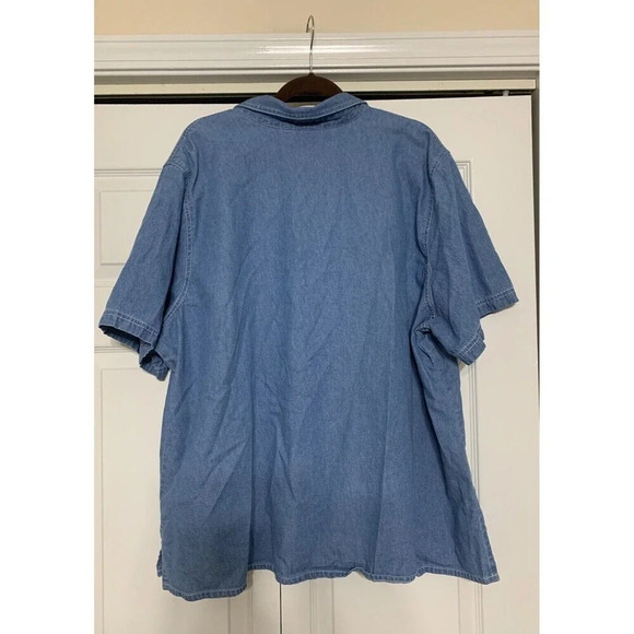 Vintage Club Z Collection Denim Floral Butterfly Embroidered Button Front Top 3X - Picture 5 of 6